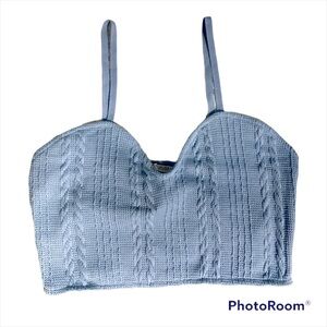ZARA Rib Crop Top Blue size Large